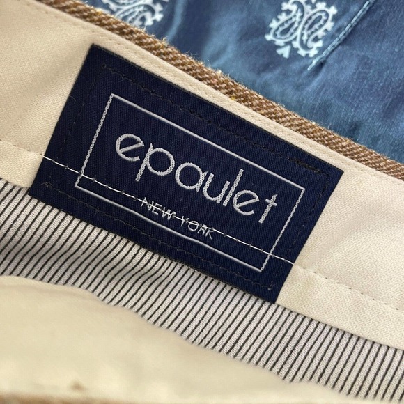 Lot Of 2 Epaulet New York 37 Mens Navy cotton Brown wool Flat Front Chino Pants - Picture 5 of 12